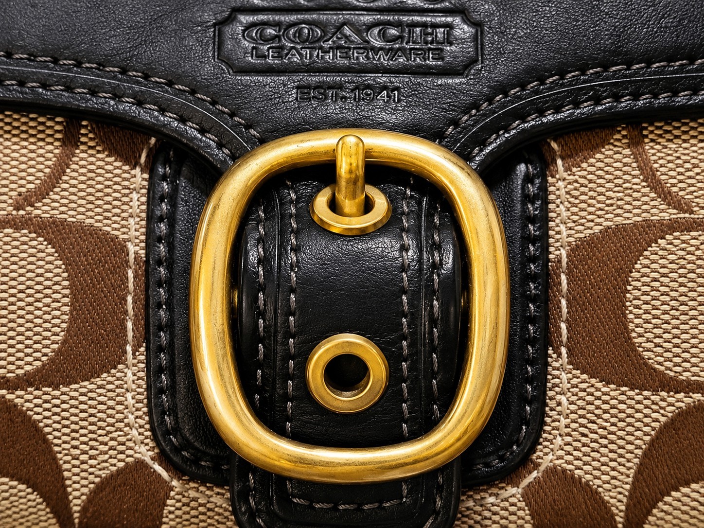 Vtg Coach Bleecker Legacy Signature Jacquard & Leather Tattersall Wristlet NWOT