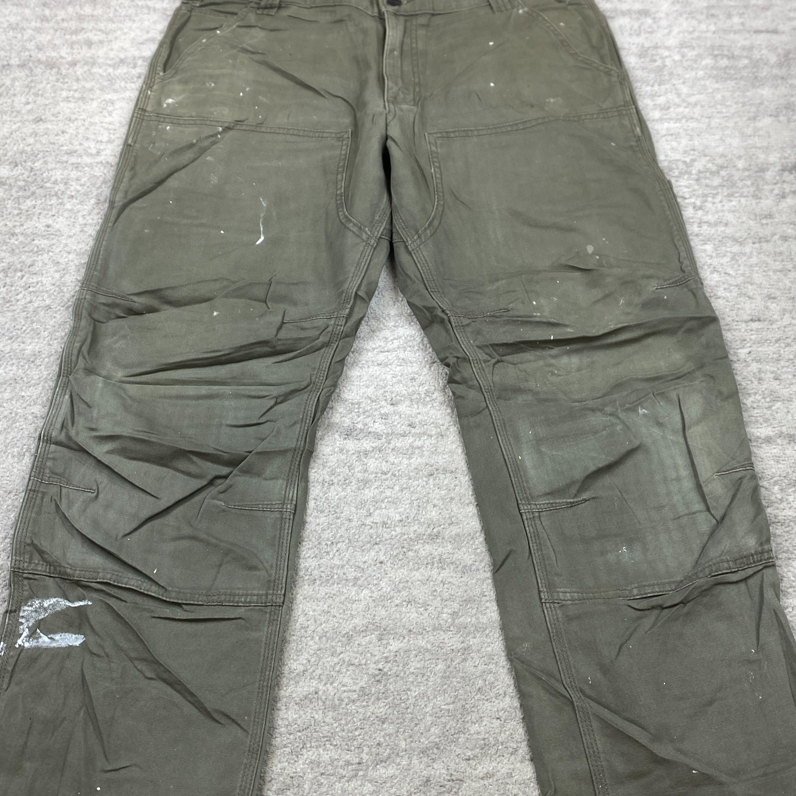 Carhartt 102802 Canvas Double Knee Pants 34 Green Y2K Workwear Rigby Mens 34×30