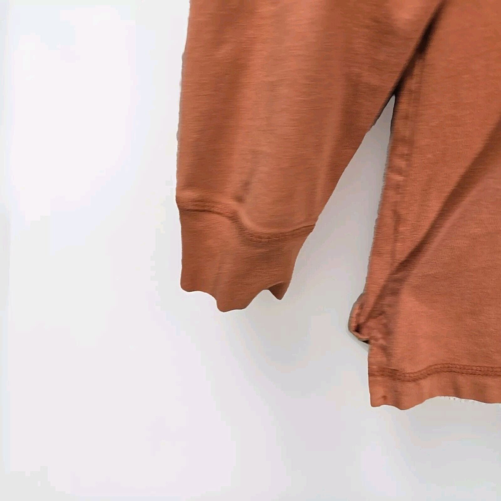 Cabela’s Mens Henley Shirt M Orange Long Sleeve 100% Cotton Work Casual