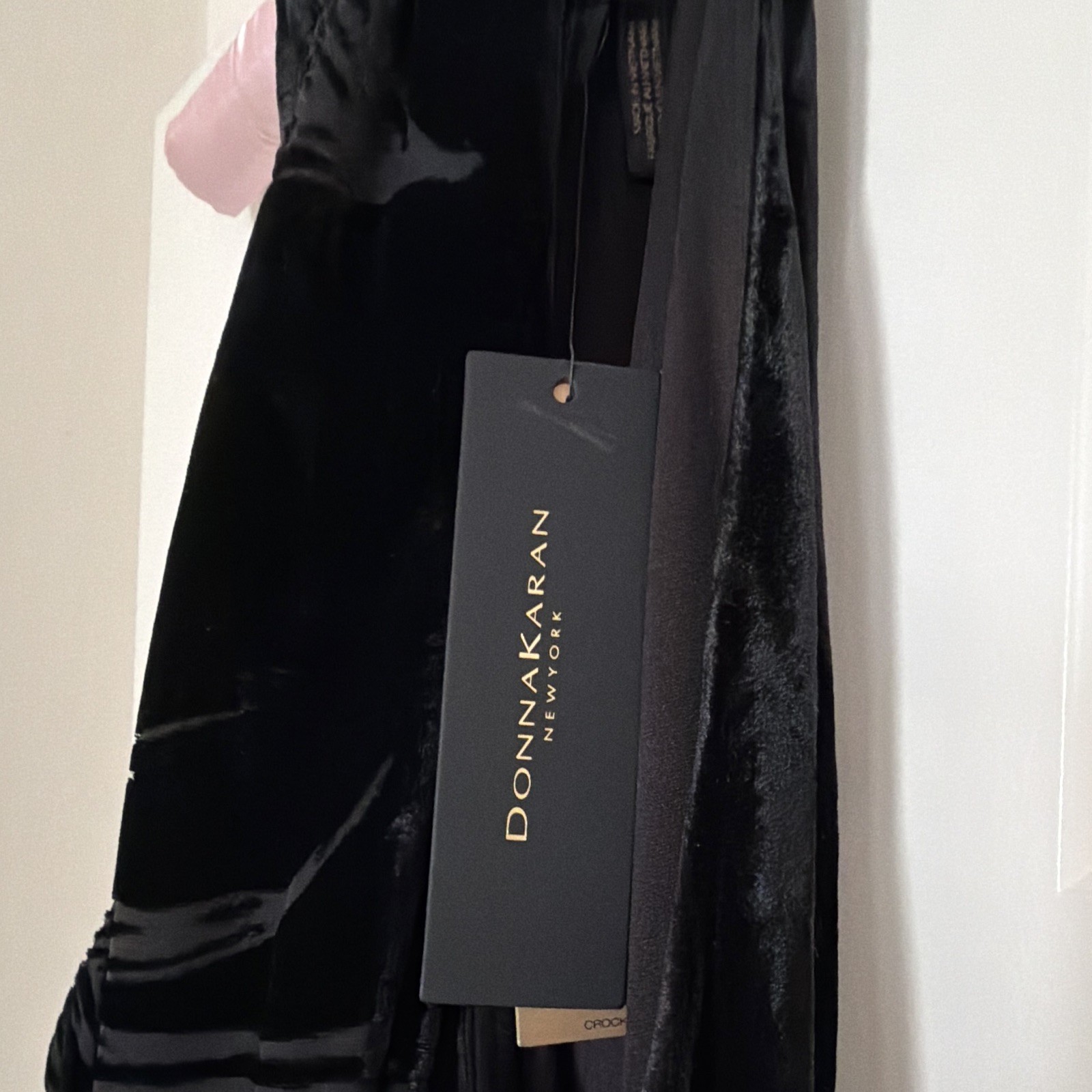 Donna Karan New York Black Velvet Burnout Floral Elegant Halter Maxi Dress 12