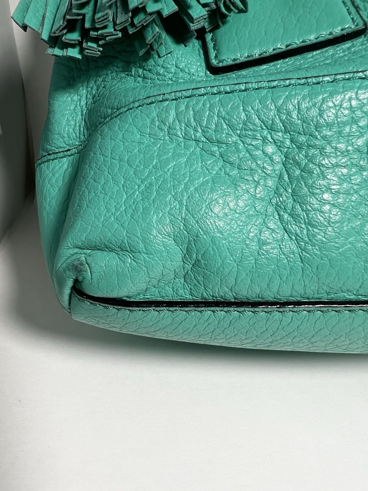 kate spade new york Turquoise Pebbled Satchel, Zip Tassel, Detachable Strap