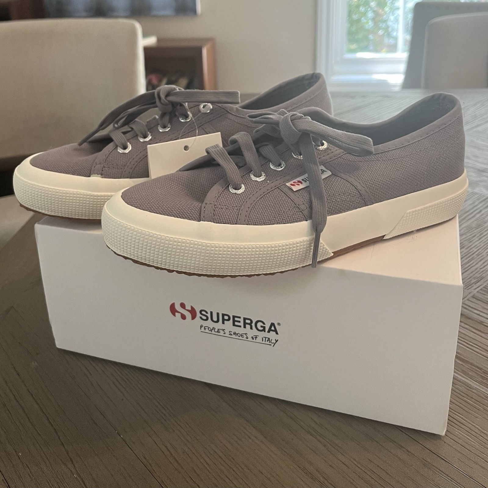 Superga 2750 Cotu Classic Womens 38 US 7.5 Grey Bluish Canvas Shoes New Box