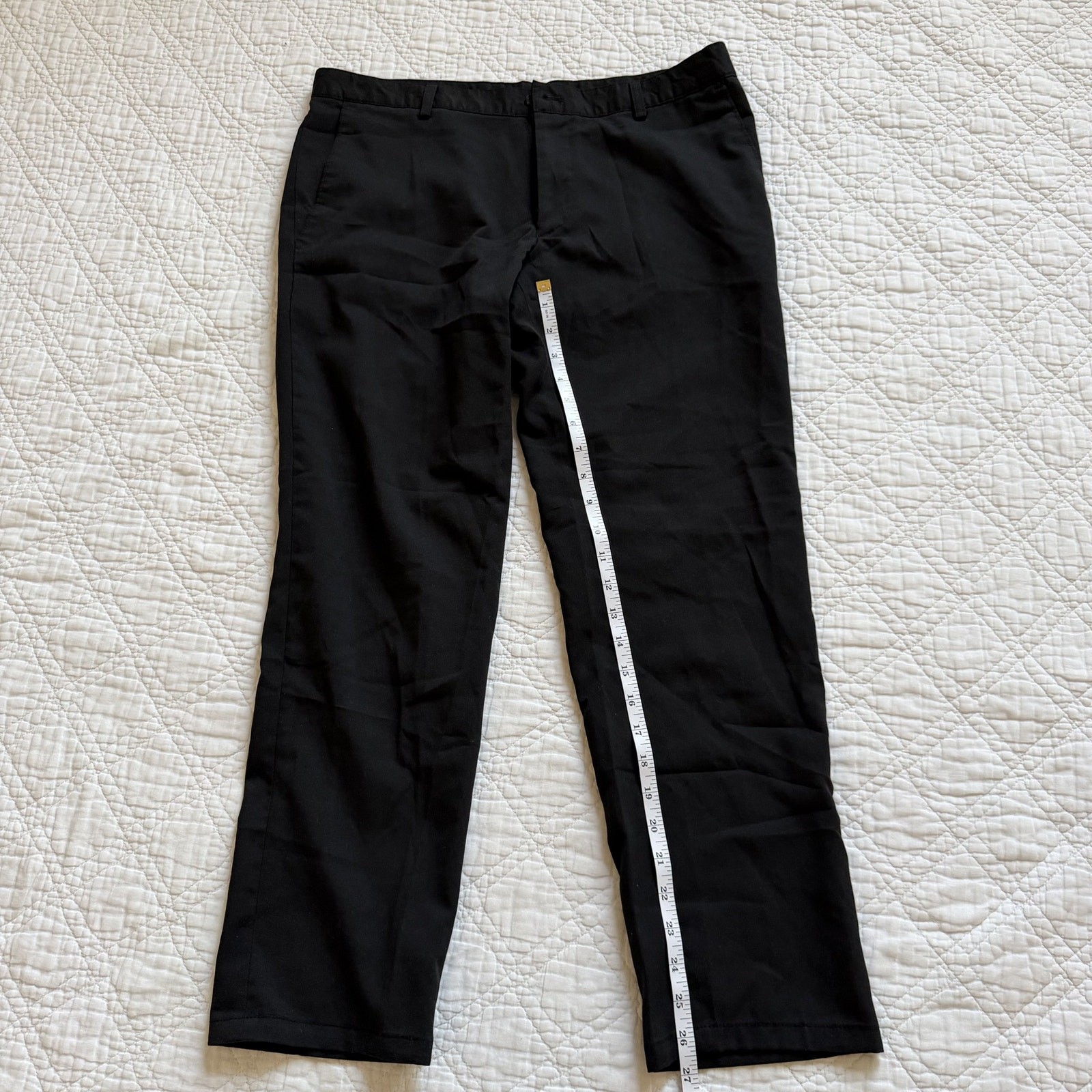 Done Korean Flat Front Straight Leg Stretch Trousers Black Size L
