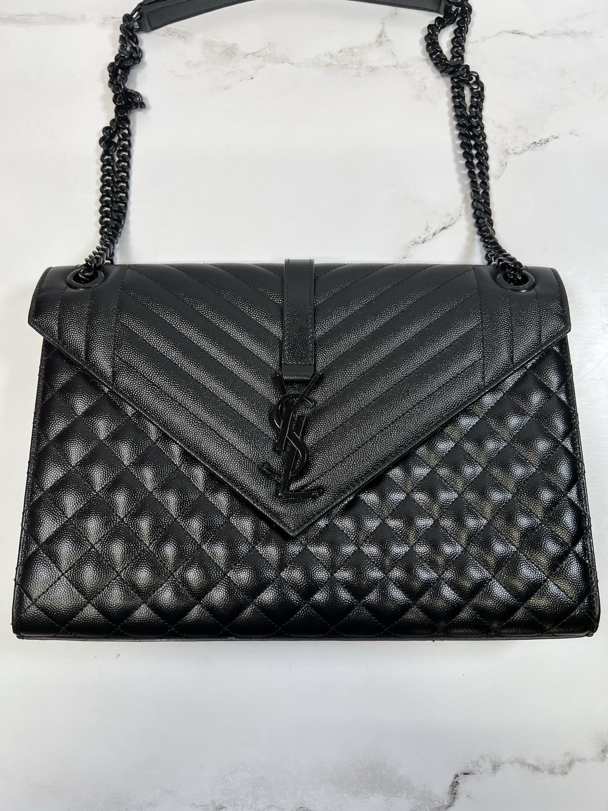 YSL Yves Saint Laurent Mix Matelasse Envelope Shoulder Bag Handbag Purse