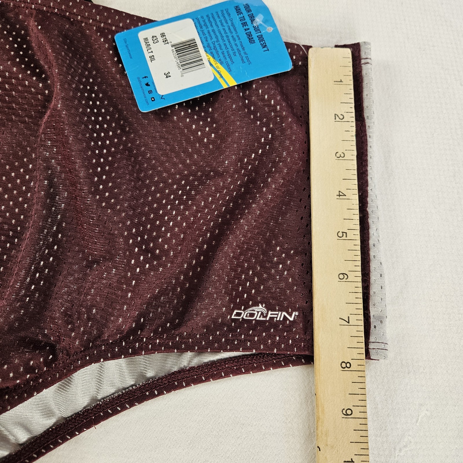 NWT Dolfin Dragster Mesh Swim Shorts Mens Size 34 Gray Pink stripe