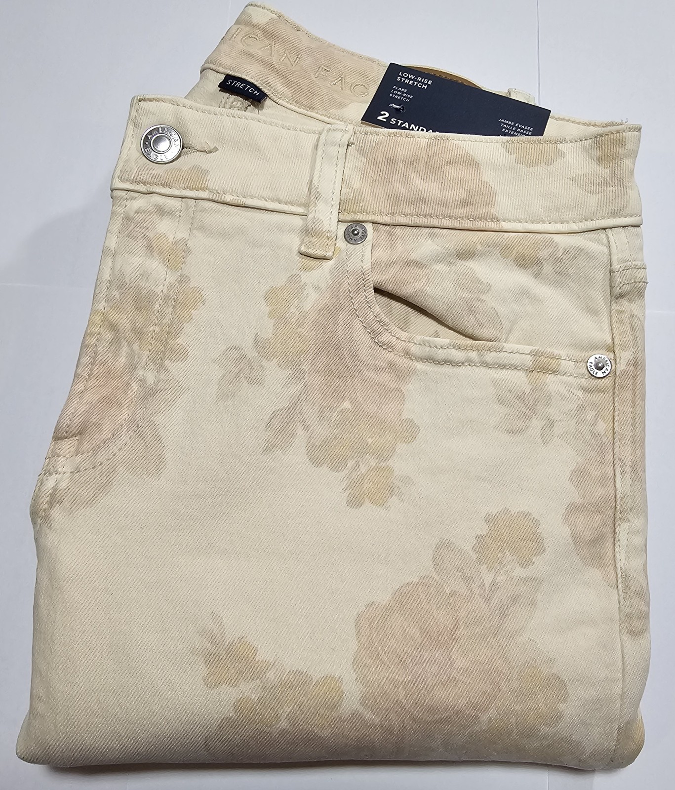 American Eagle AE Low-Rise Floral Flare Jeans Size 2