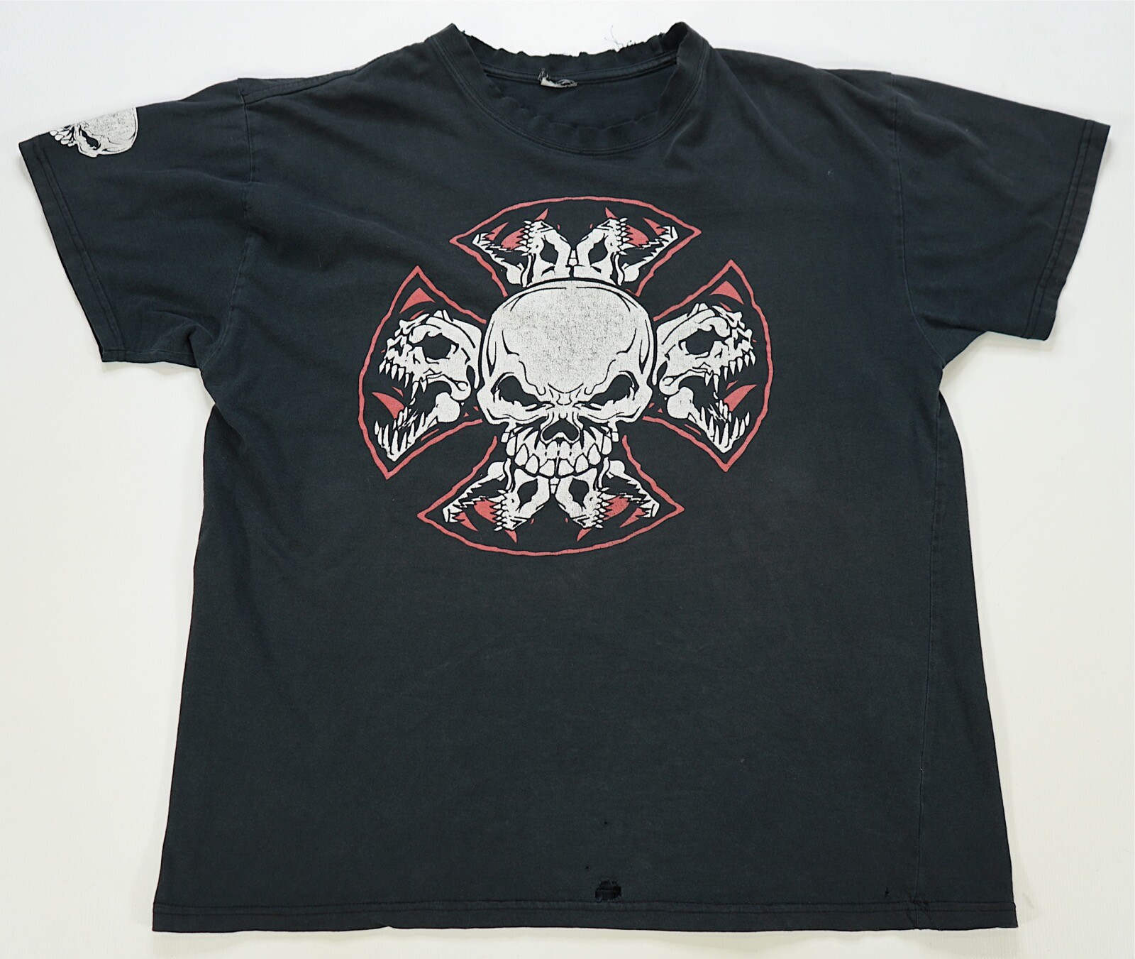 Rare Vintage Choppers Skull and Cross Graphic T Shirt 90s 2000s Biker Motorcycle