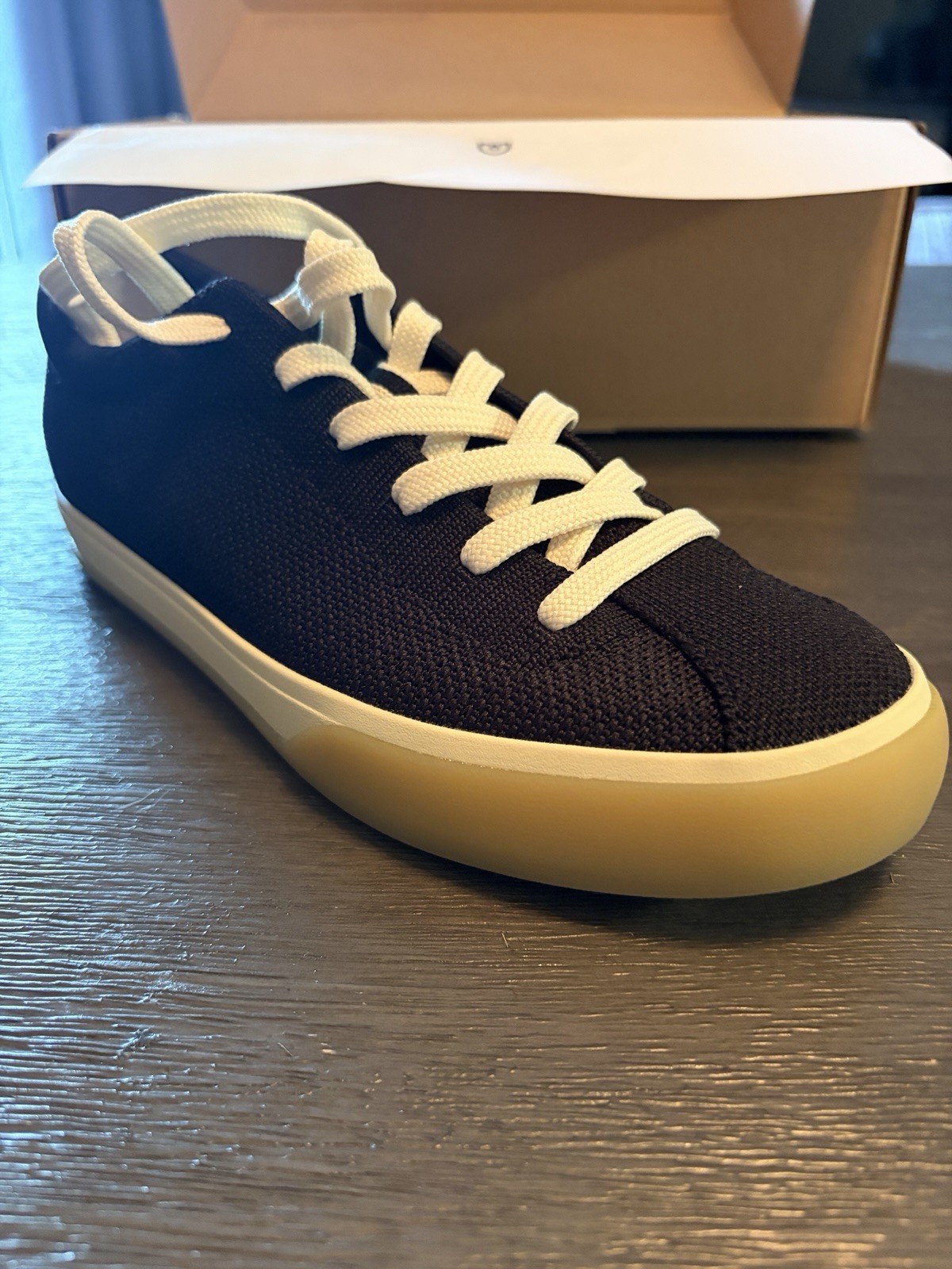 Rothy’s Women’s Knit Lace-Up Low Top Sneakers Navy/White Rubber Outsole Walking