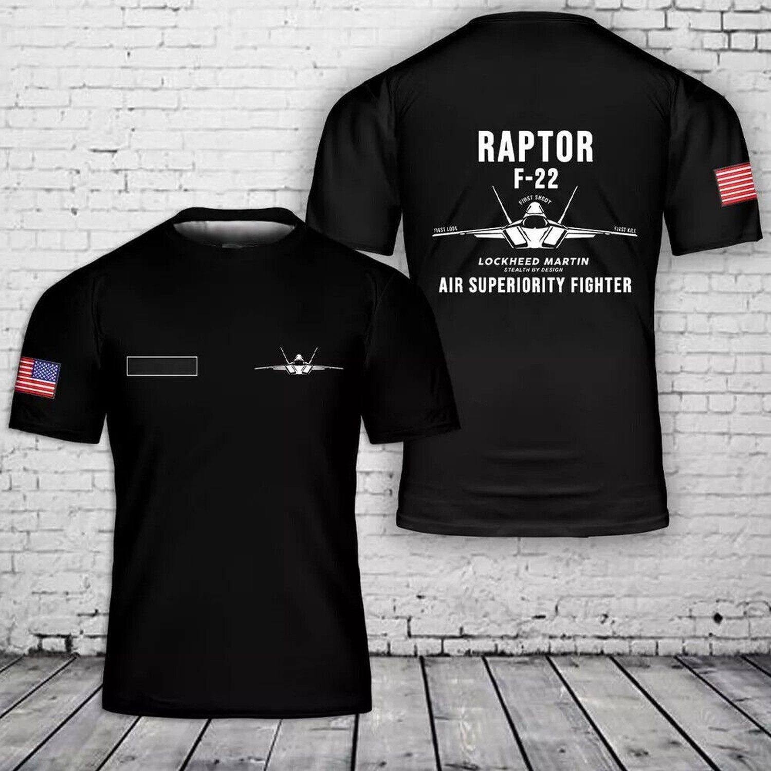 Custom Name US Air Force F-22 Raptor Stealth Air Superiority Fighter T-Shirt