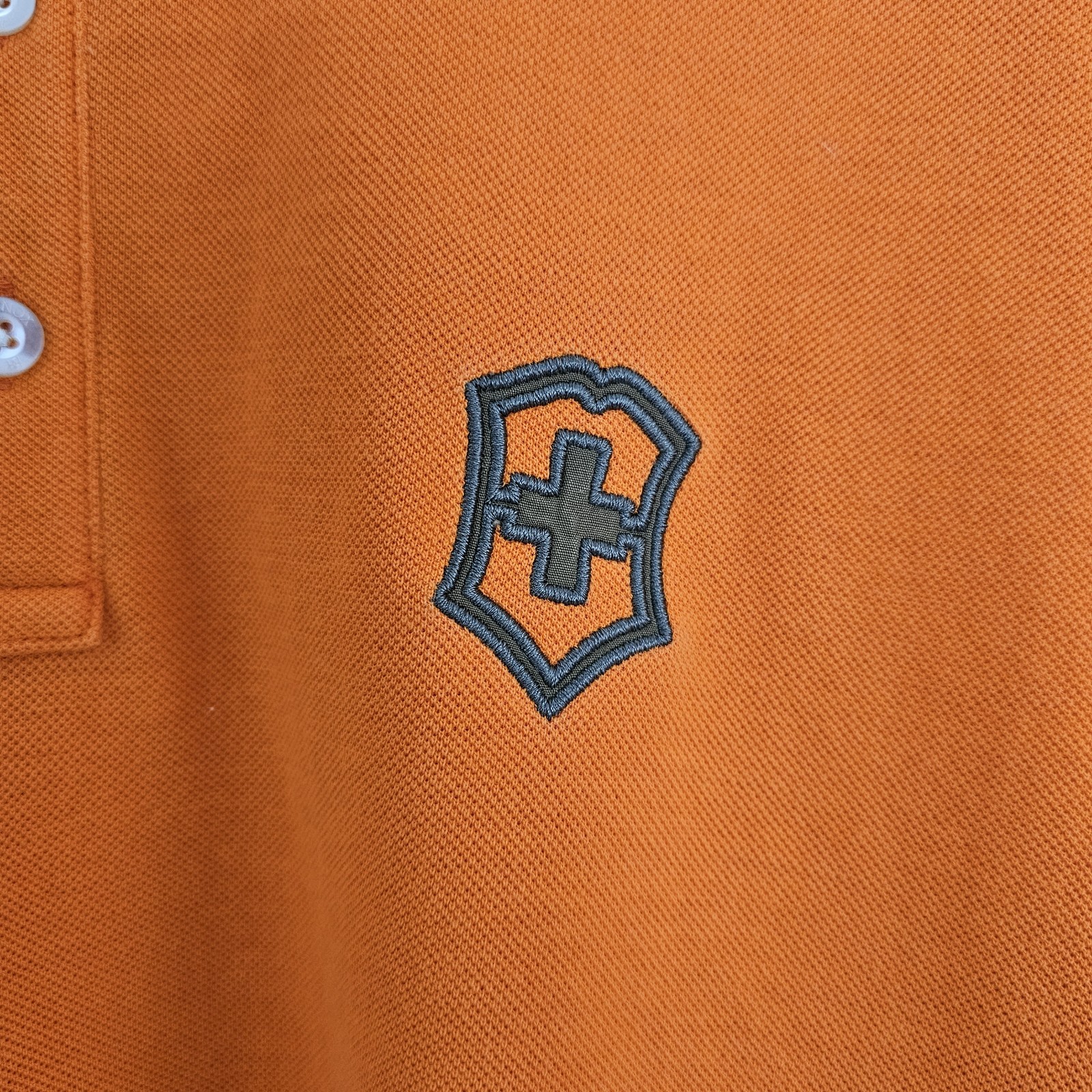 Victorinox Logo Polo Shirt Men’s Bright Orange Cotton Poly Tailored Fit Large
