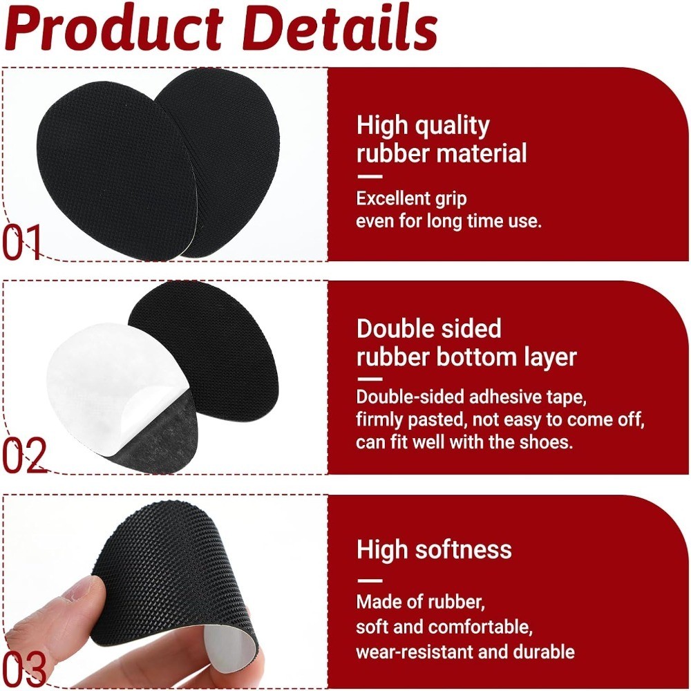 Non-Slip Shoe Pads Adhesive Sole Protectors Rubber Anti Slip Grips for High Heel