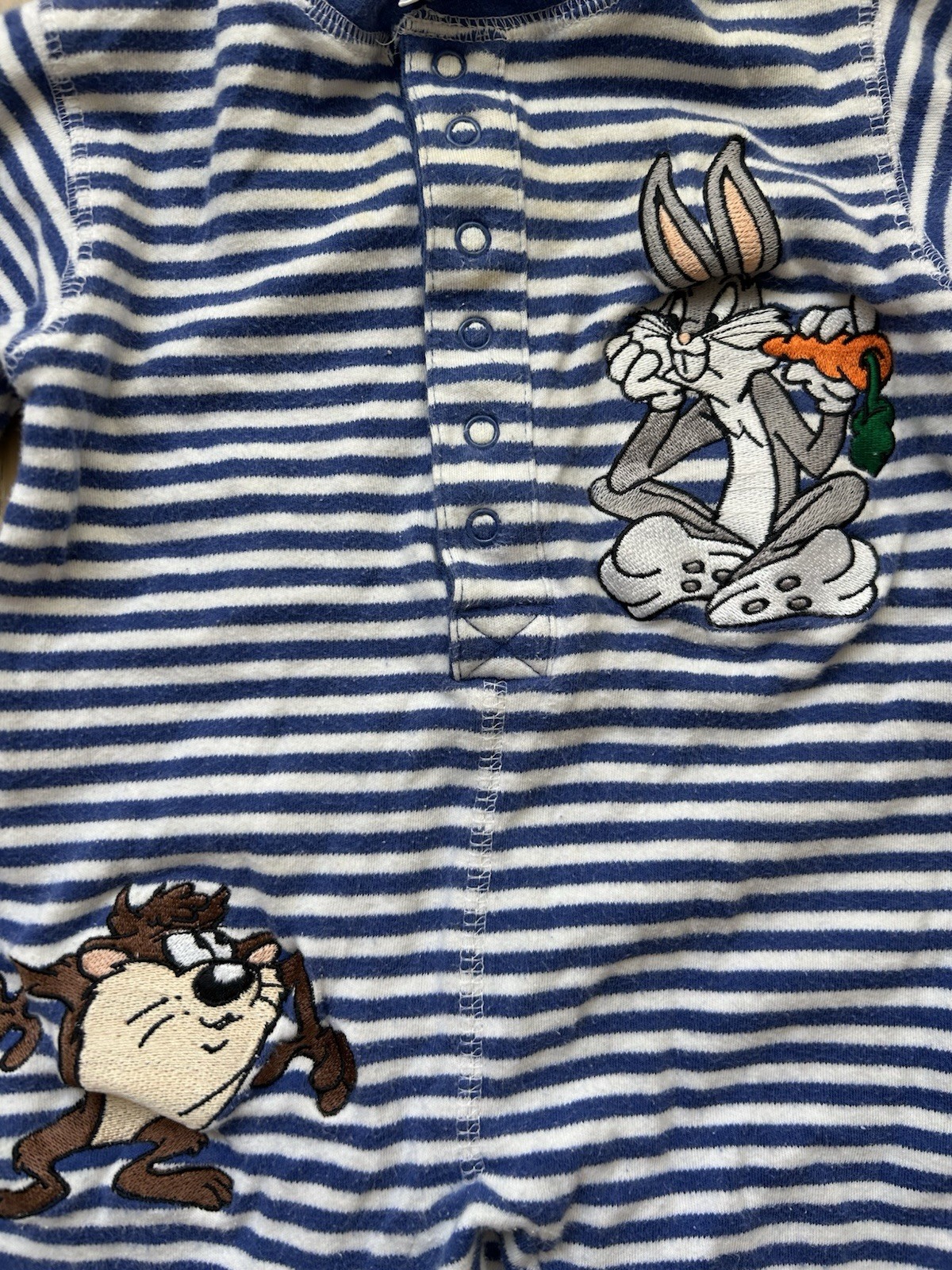 Vintage 90s Looney Tunes Bugs Bunny and Taz Stripped One piece 12 Month