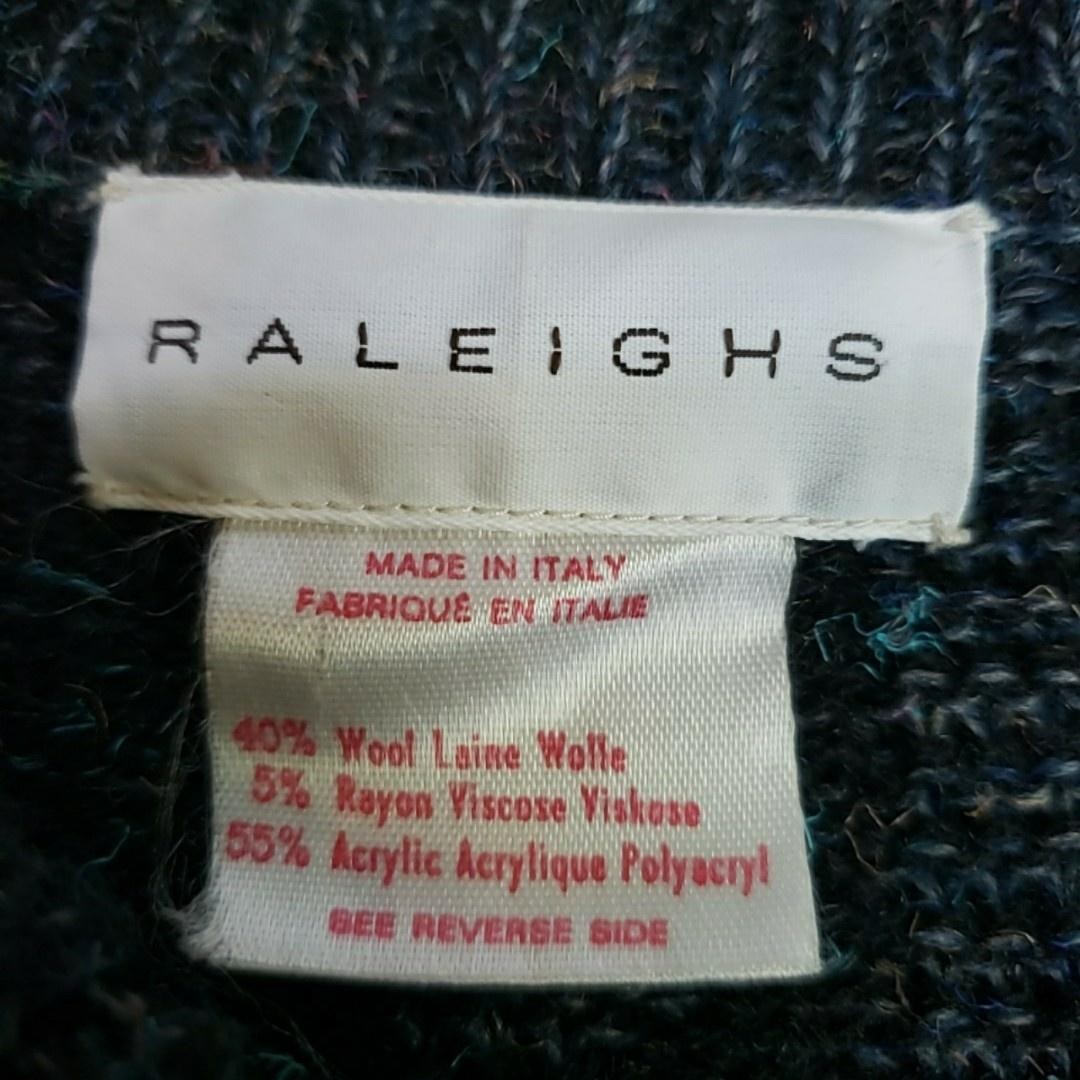 Raleighs Sweater Mens Large Blue Wool Acrylic Crewneck Knit Pullover Made Italy