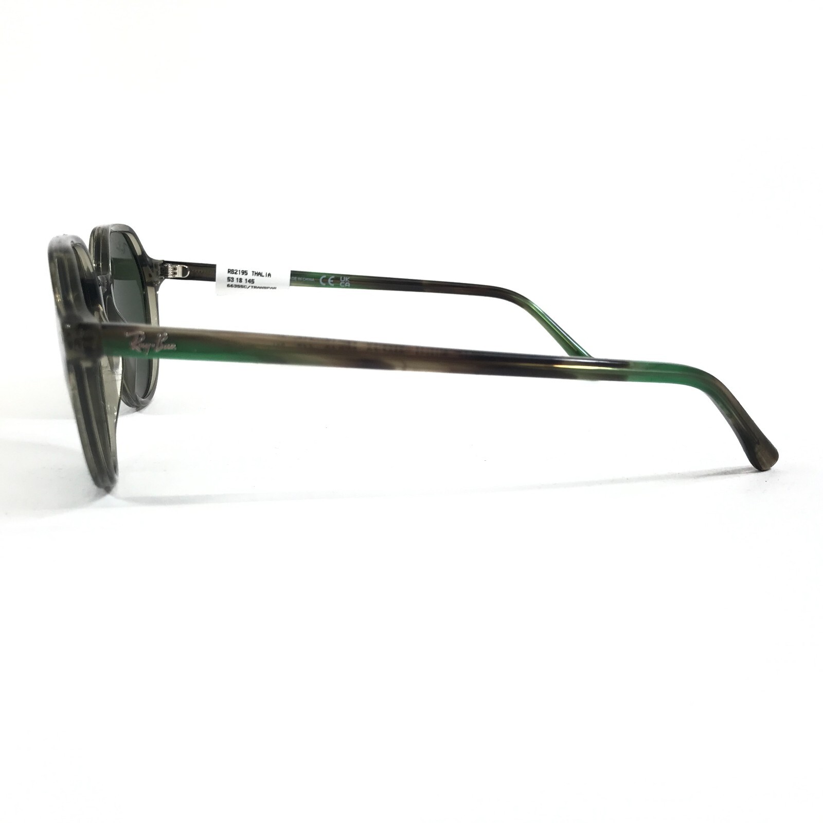 Ray-Ban Sunglasses RB2195 THALIA 6635/5C Transparent Green w/ Grey Mirror 53 mm