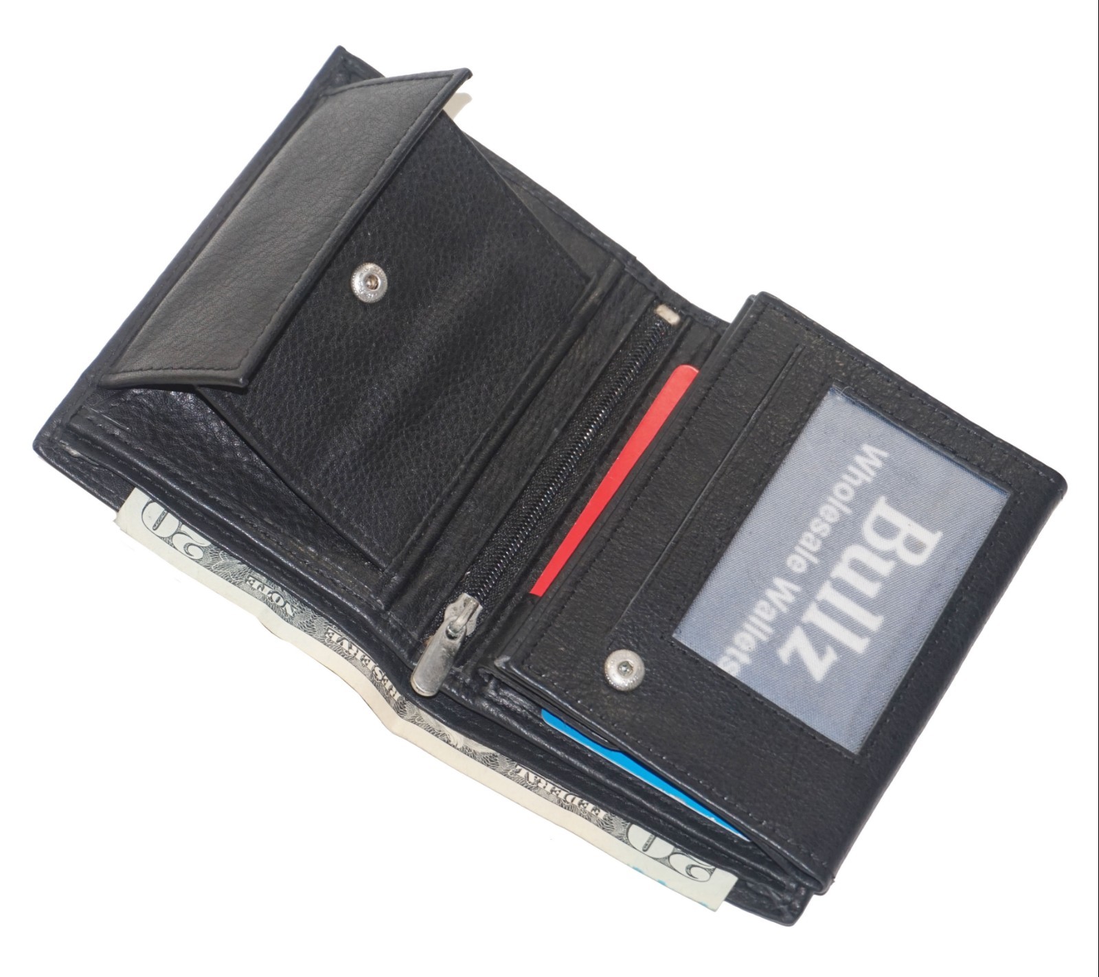 Genuine Leather Men’s Bifold Wallet Slim Hipster Cowhide Credit Card New Black