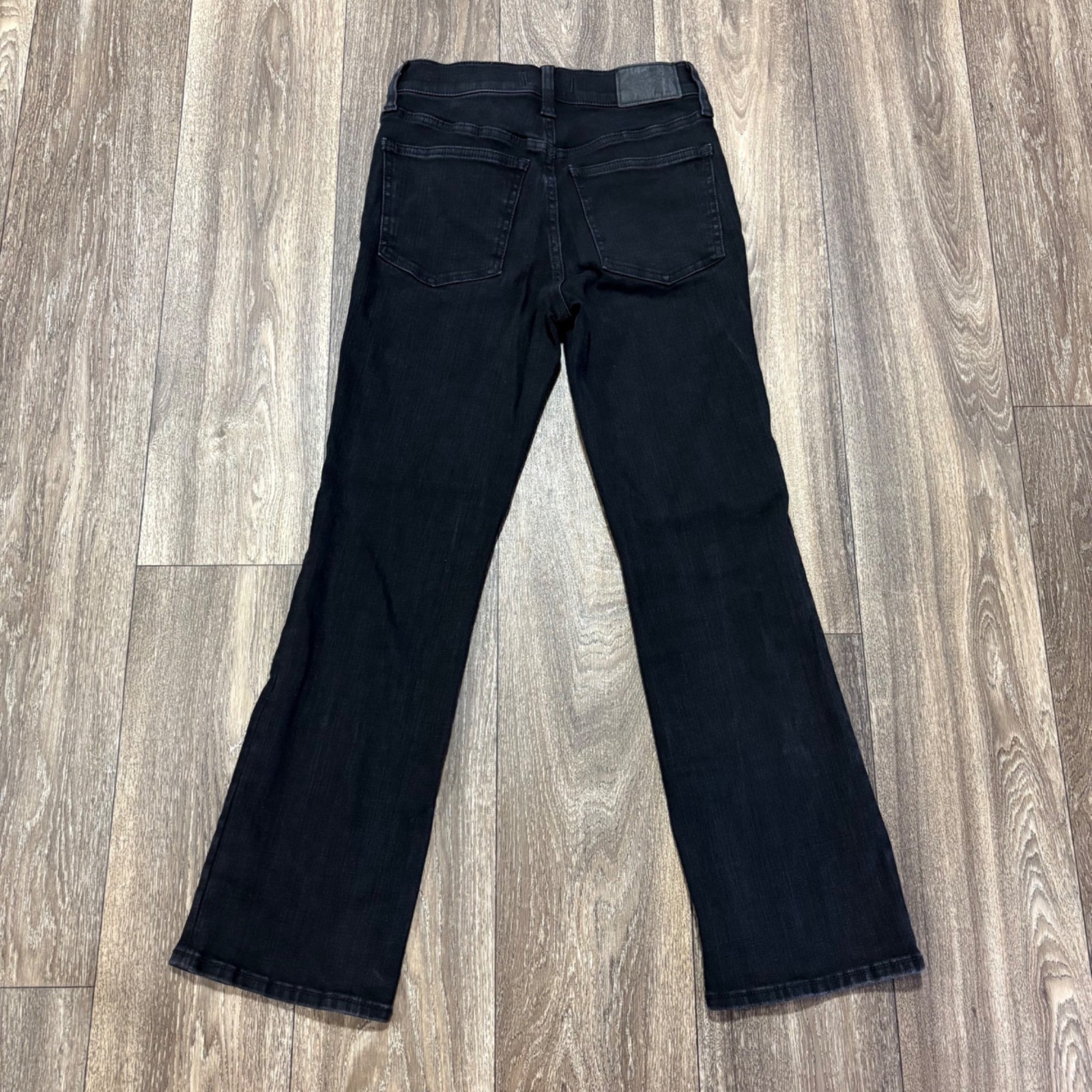 Madewell Mid-Rise Kick Out Jeans Black Flared Stretch Womens SZ 25 X26.5IN