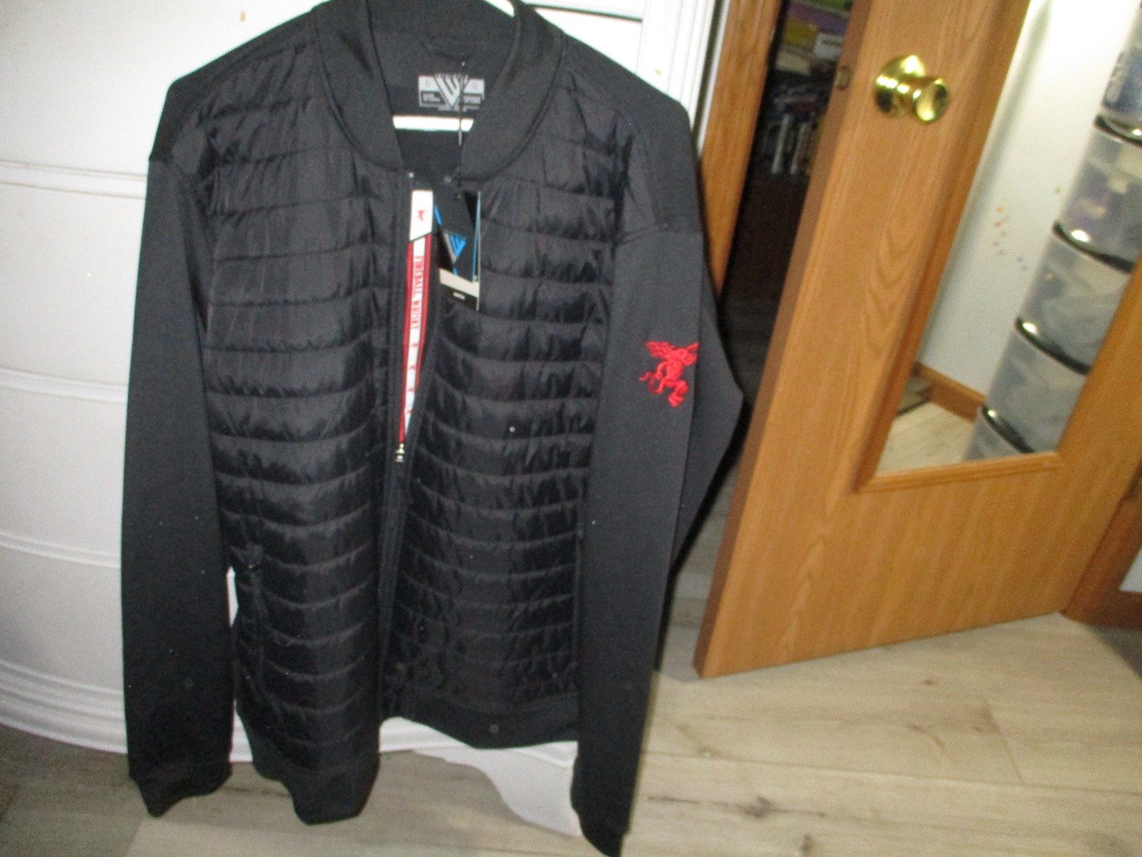NWT Level Wear Hatch Signature Bomber Jacket,Fireball Whiskey Logo,XL,Zip Pocket