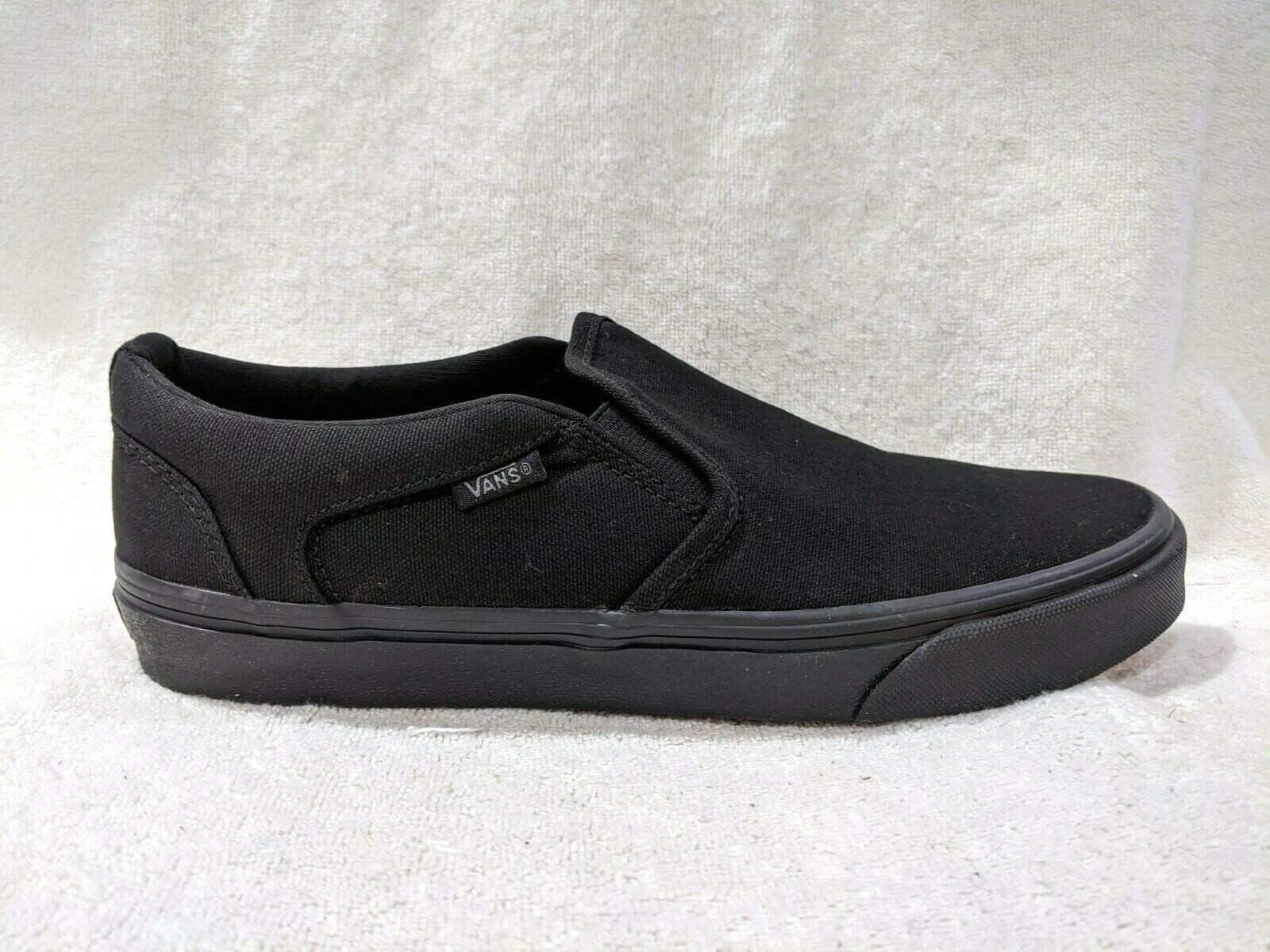 Vans Men’s Asher Black Canvas Slip On Skate Shoes – Size 9.5/10.5/12 NWB