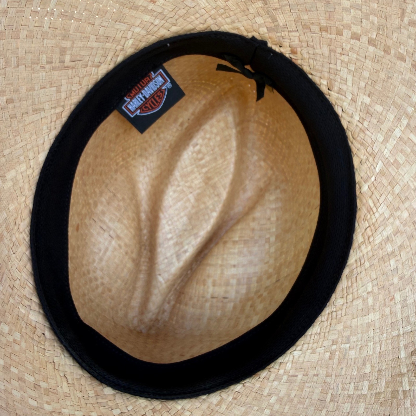 Harley Davidson Straw Cowboy Hat Western Tan Woven Biker Sun Hat F&M Hat Co