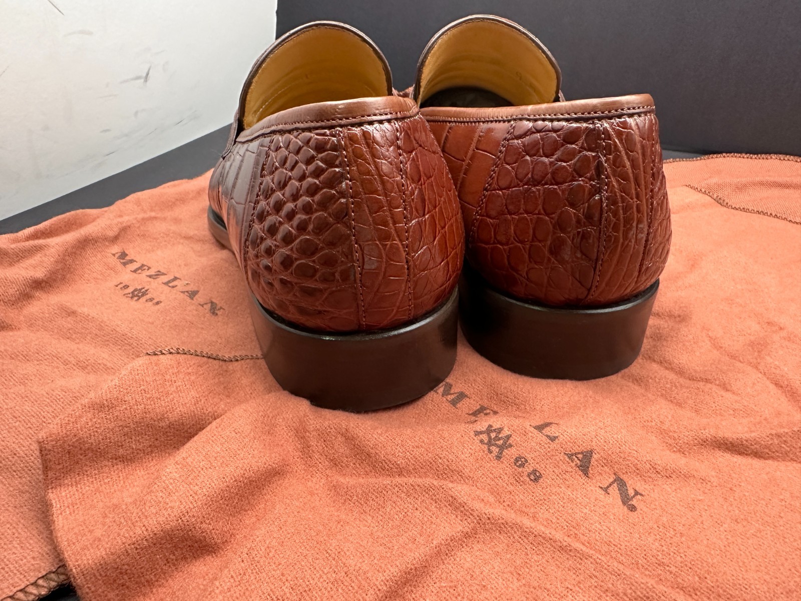 Mezlan Size 9.5 M Alligator Brown Penny Loafer Spain Dress Shoes MEN’S