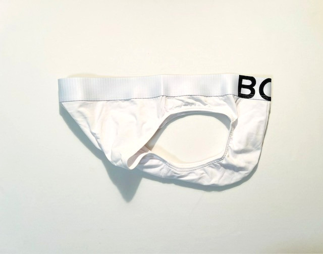 BOX Menswear – Size Large – Low Rise Cotton Brief with Roomy Pouch – White/Black