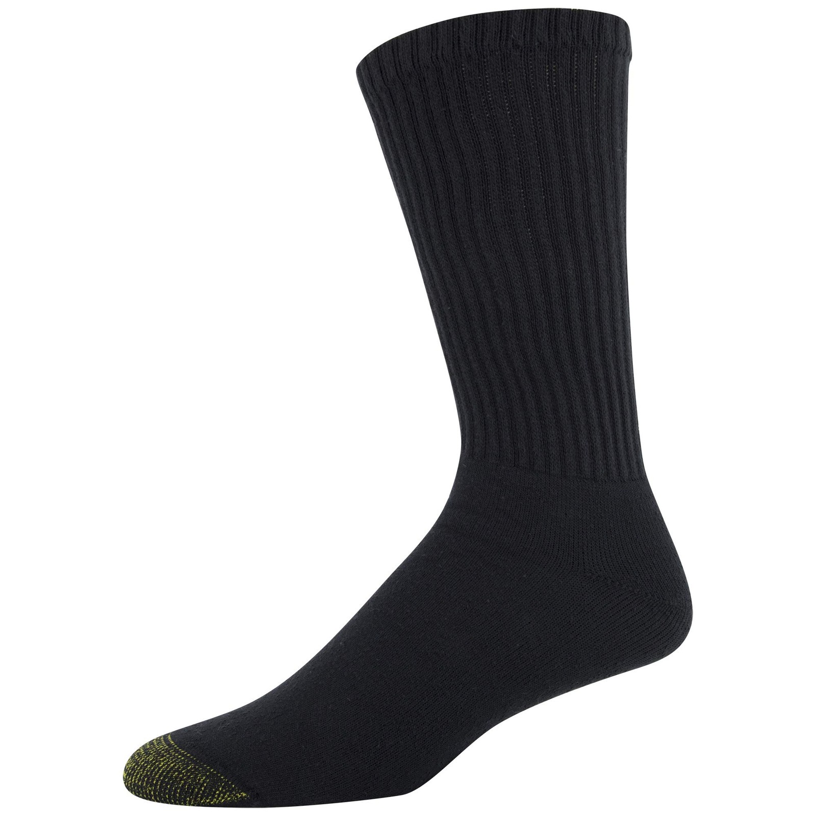 GOLDTOE Men’s 656s Crew Athletic Socks, Multipairs, Black (6-Pairs), Large