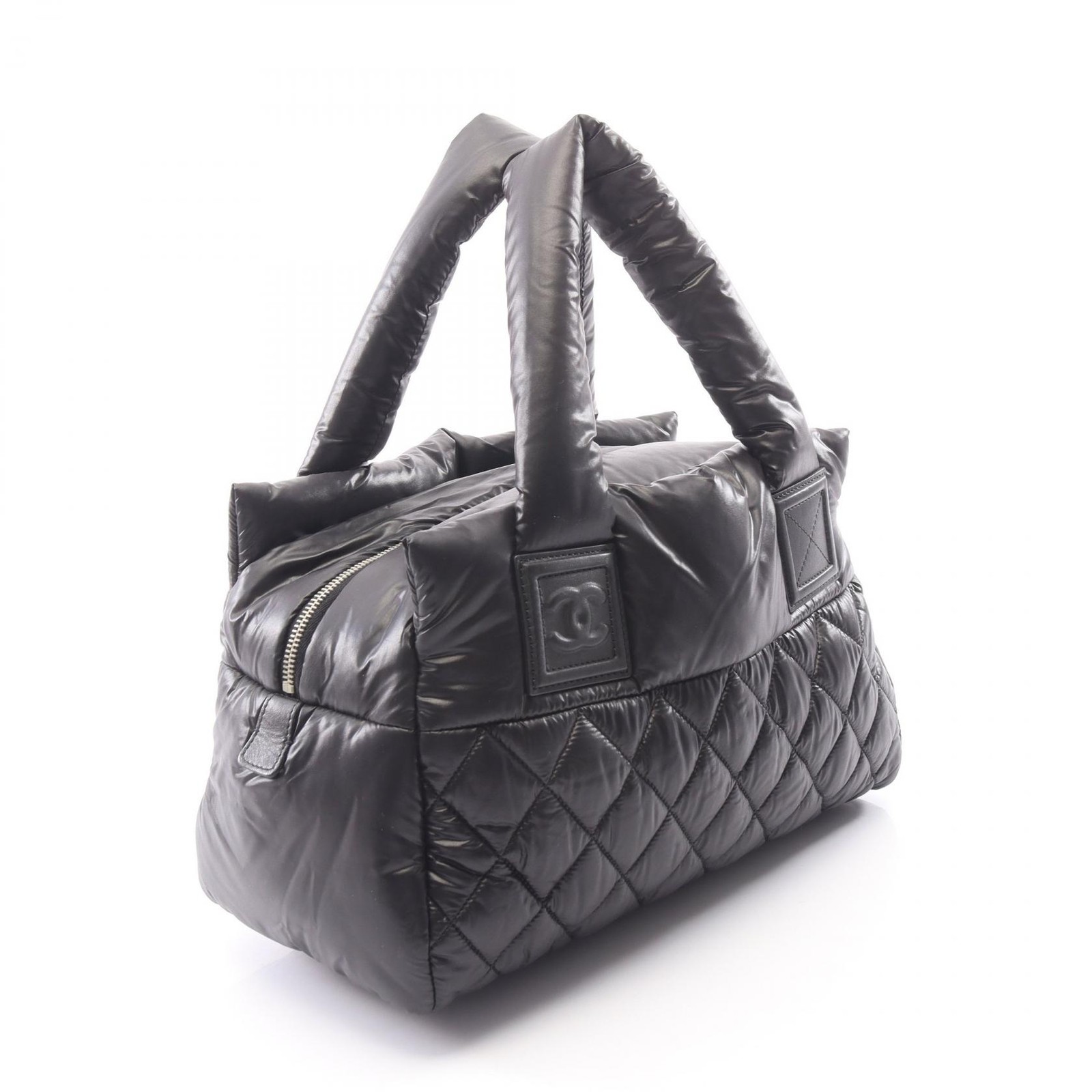 CHANEL Cococoon Handbag A48619 Nylon leather Black SHW Used Women