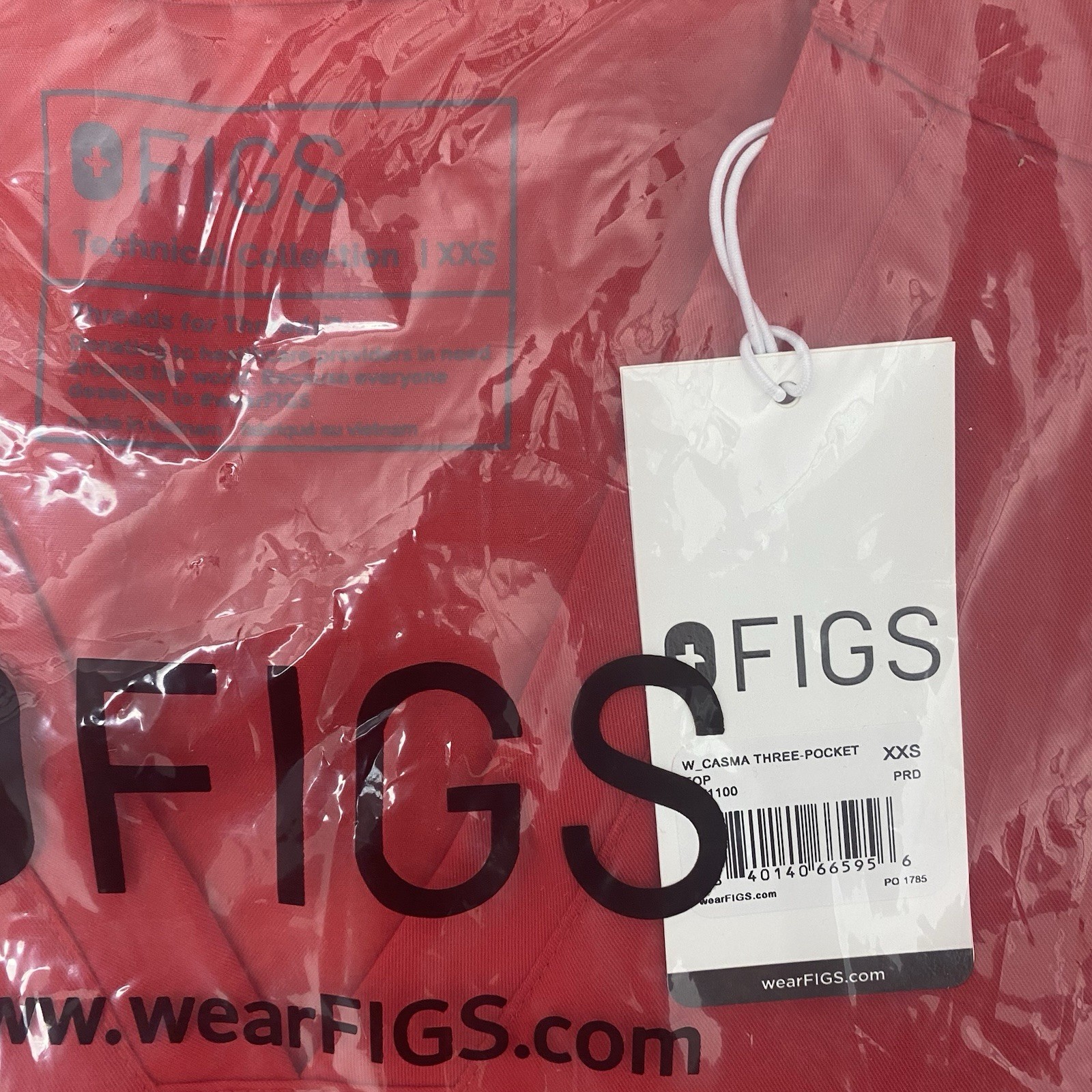 Figs Womens scrub set Pop Red XXS Casma Top and you choose XXS-P/T Bottoms
