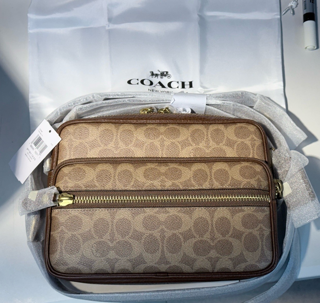 Coach Dakota Crossbody Bag Signature Canvas Tan Multi CDS85 XJ3=