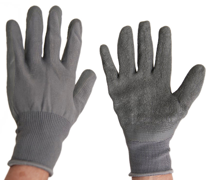 Textured Latex GRIP Knit Fabric Work Gardening Gloves Gray Women lot Size Med Lg