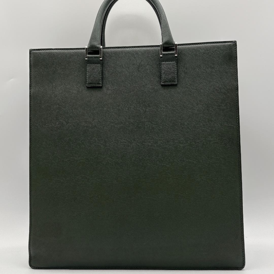Authentic Burberry Green Saffiano Leather A4 Handbag 12.6 x 9.8 in Authentic