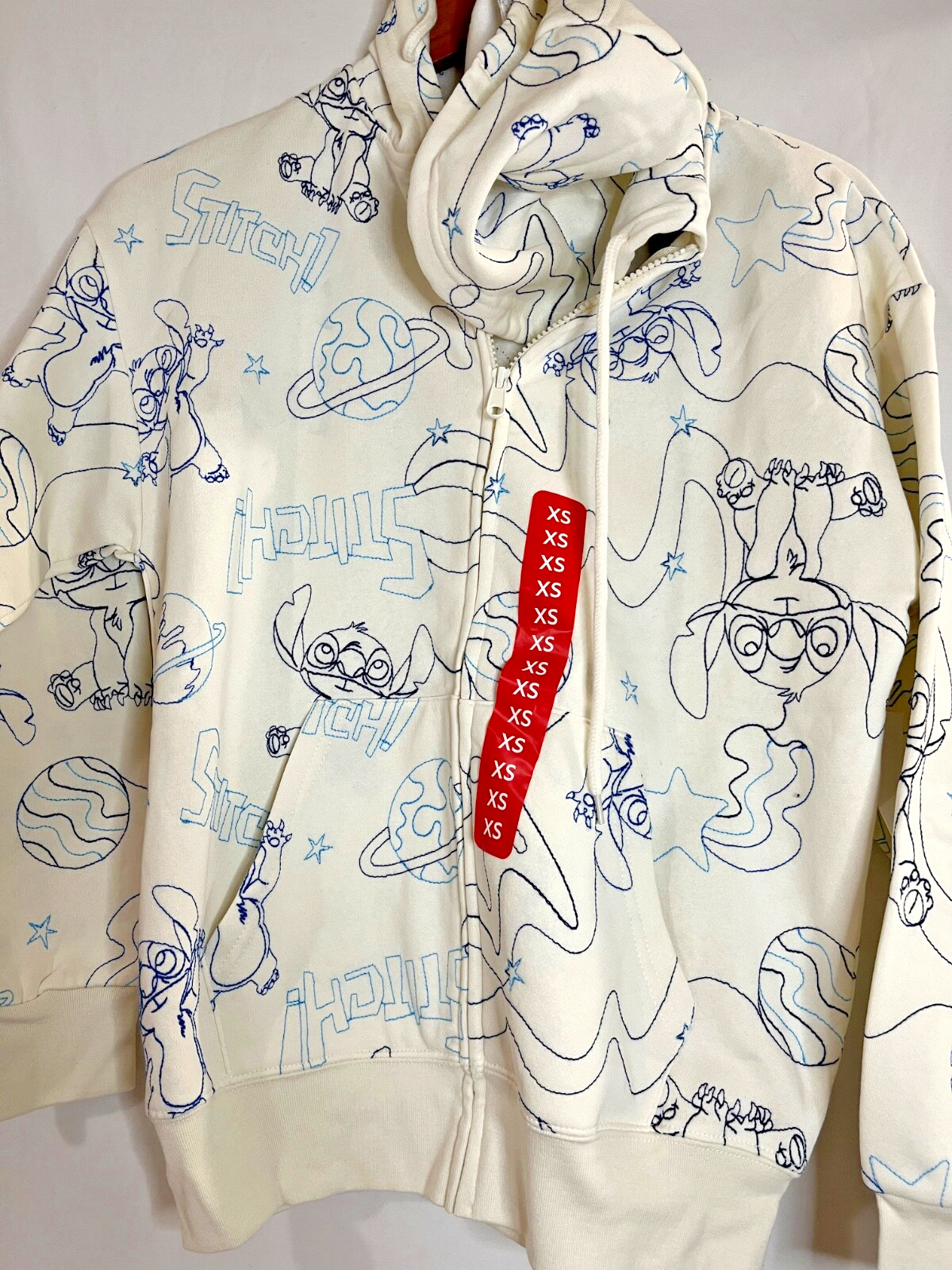 Disney Stitch Women’s Character Pockets Embroidered Zip Hoodie Jacket Upick Size
