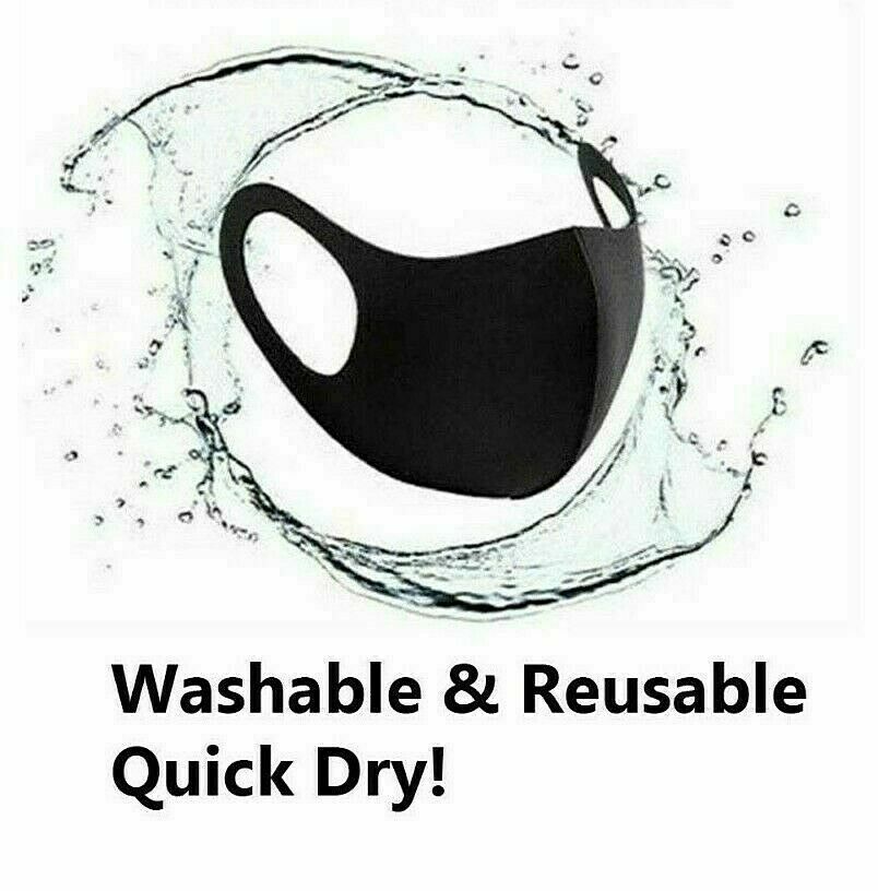(10PCS) Washable & Reusable Fashion Face Black Mask (Unisex)