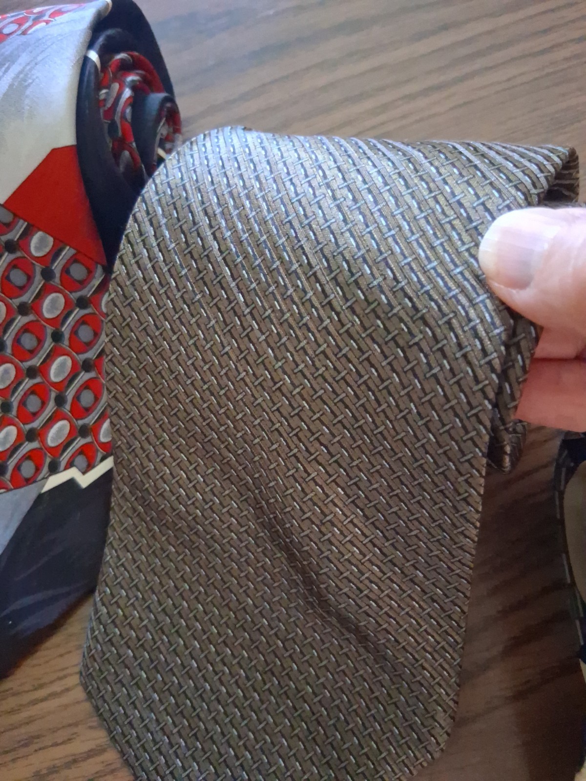Lot of 5 Taupe Black Gray Neckties Name Brands Assorted Sizes Patterns Fabric