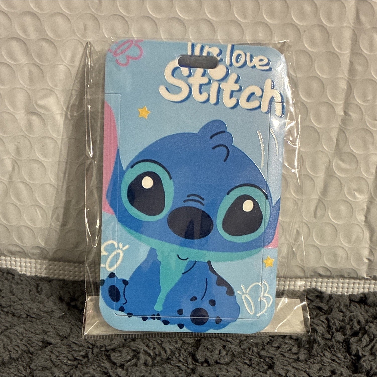 Disney Lilo & Stitch Stitch ID Badge Holder with Lanyard, Blue Plastic