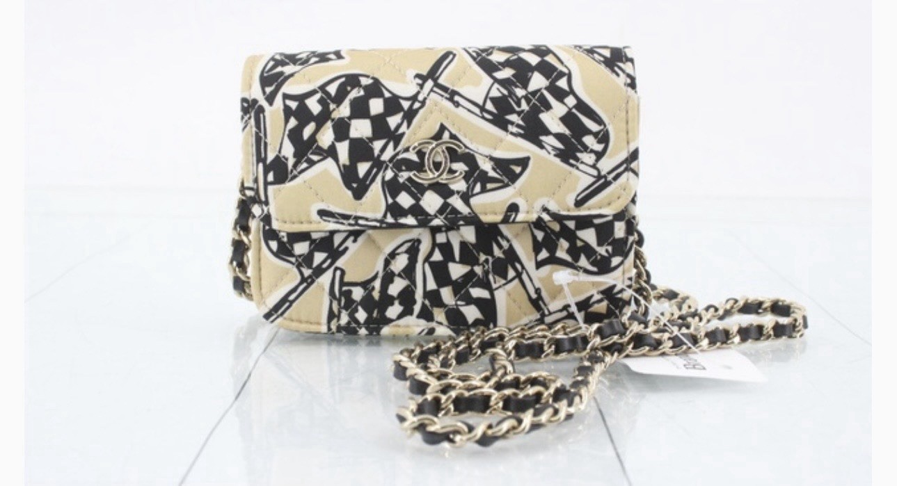 CHANEL Limited Edition Checkered Flag Mini Chain Shoulder Crossbody Microchi Bag