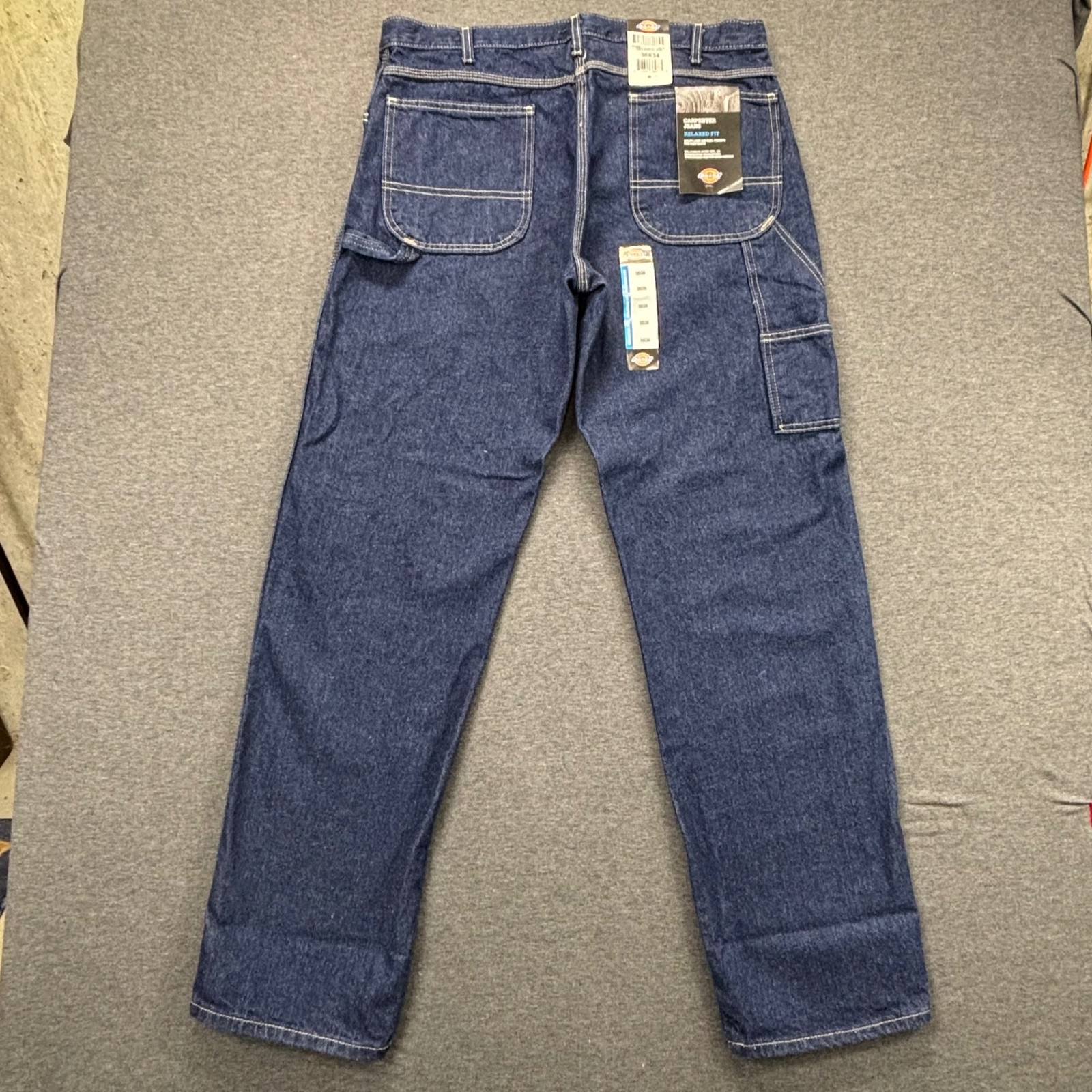 Dickies Carpenter Jeans Mens 36X34 Relaxed Fit Blue Utility Loop Pockets NEW
