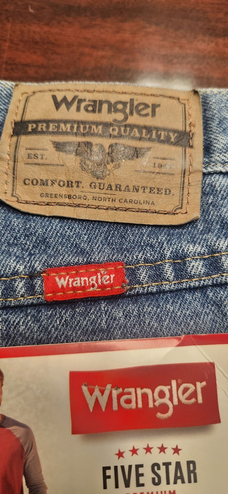 Wrangler Five Star Premium Denim Men’s Regular Fit Jeans Dark Stonewash 96501DS