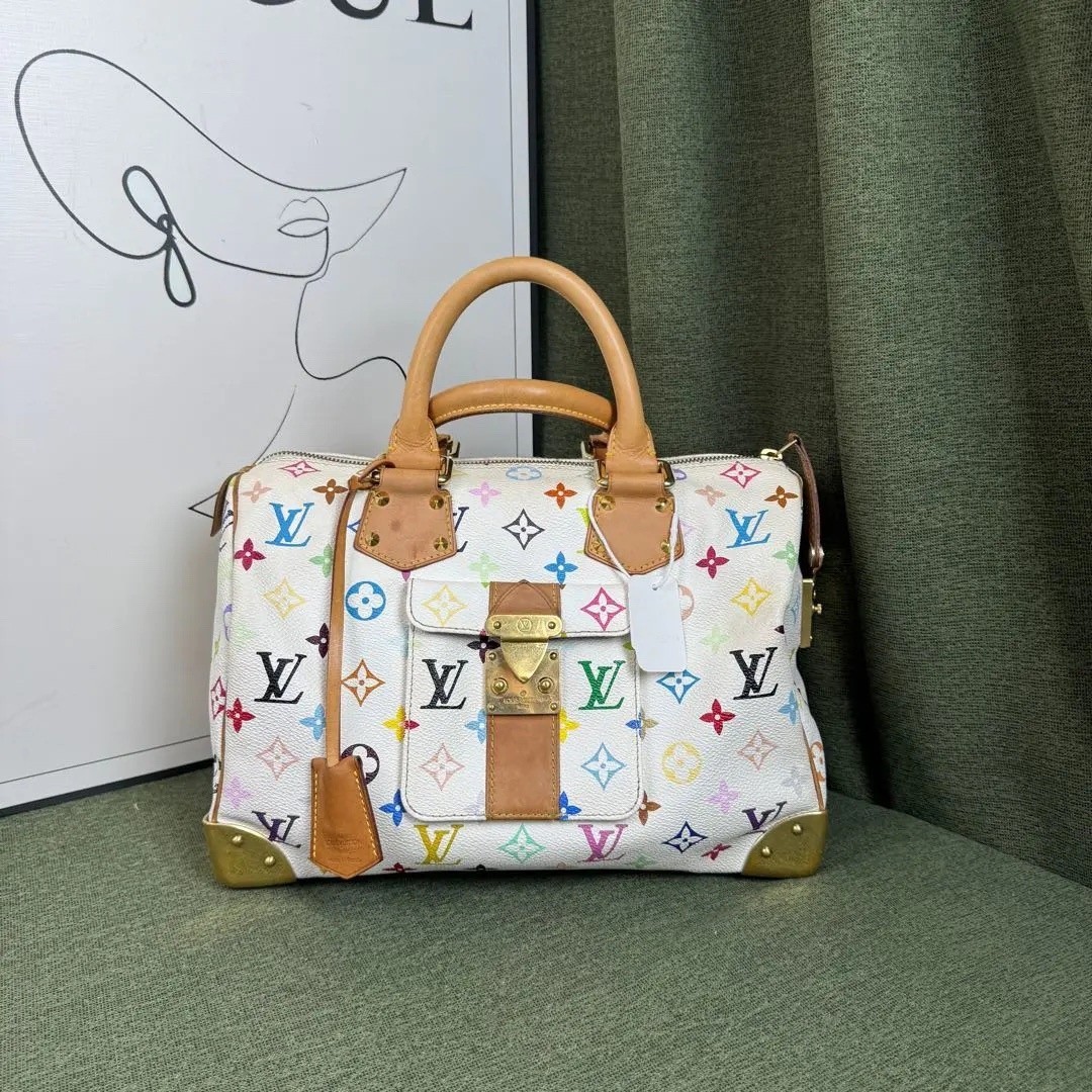 Louis Vuitton LV Monogram Multicolore White Blanc Speedy 30