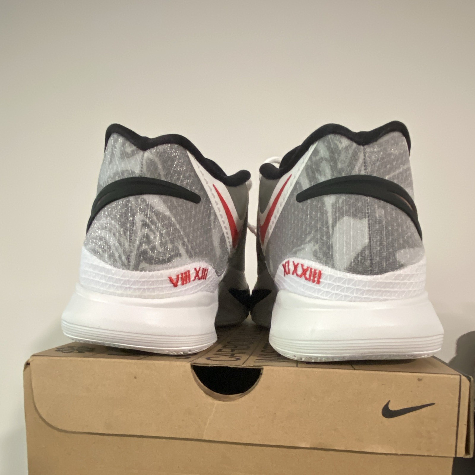 Nike Kyrie 8 Low Top Lace Up Sneakers White/Gray/Red/Black Men’s 15