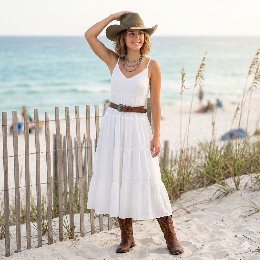 Coastal Cowgirl RSQ Womens White Tiered Midi Dress Rayon Adjustable Straps XS