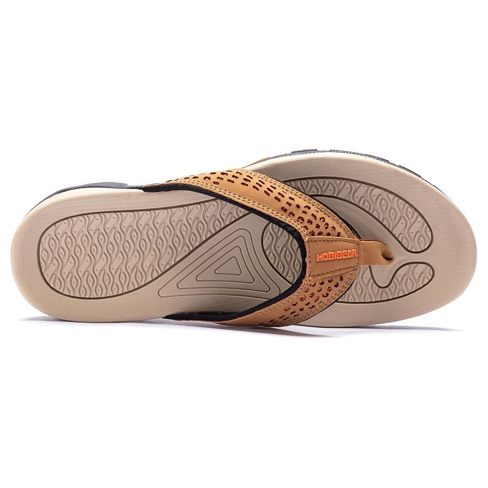 S 7-16 Hobibear Mens Thong Sandals Indoor Outdoor Beach Flip Flop Comfort Beige