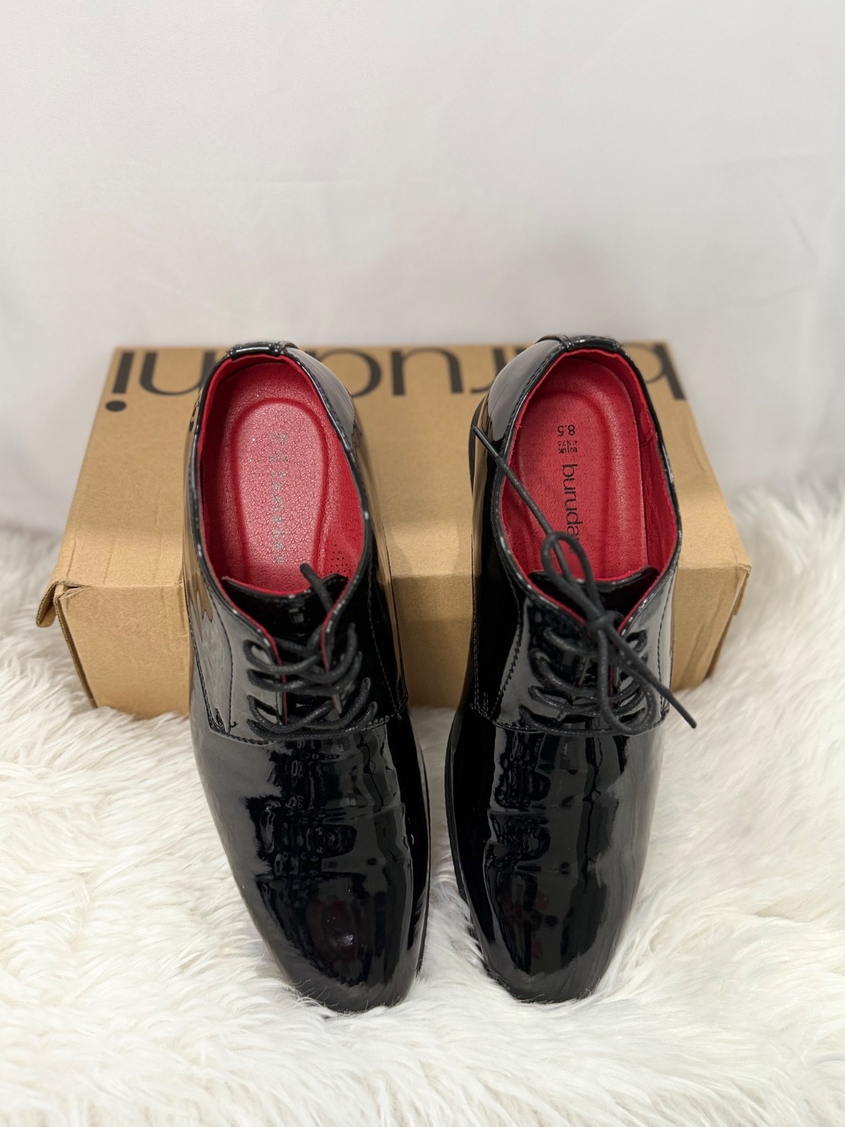 Burudani Men’s Patent Leather Oxford Dress Shoes Black Formal Lace Up US 8.5