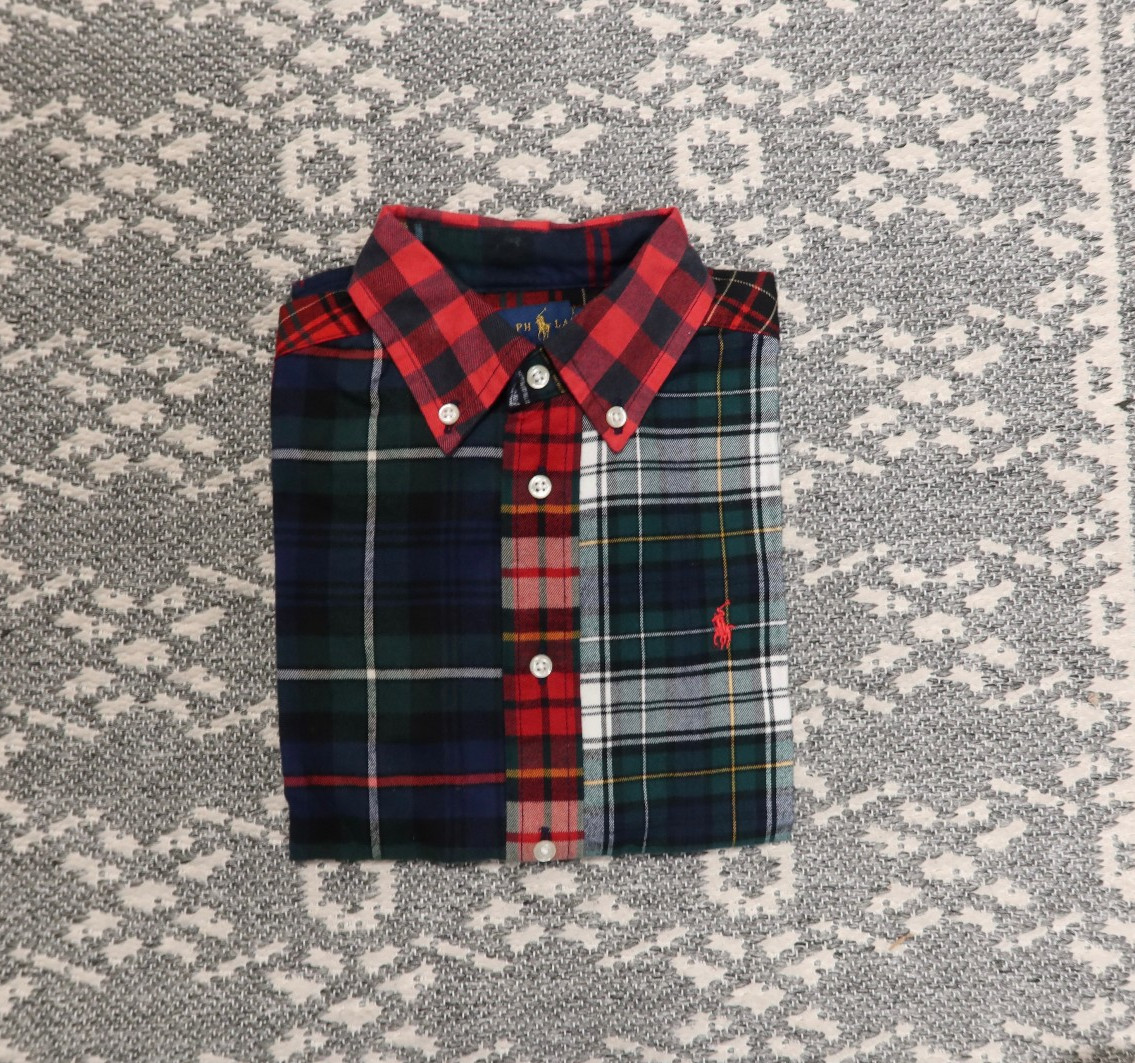 New Ralph Lauren Boy’s Button Down Flannel Shirt – Size 5 – Green Plaid