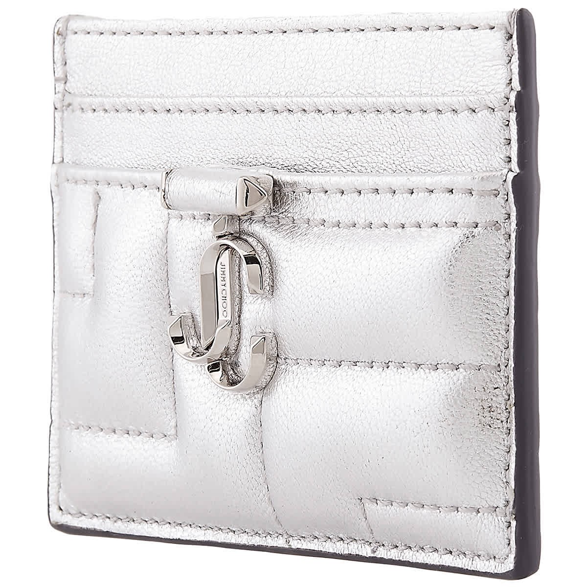 Jimmy Choo Umika Leather Card Case J000163890-SILVER/SILVER