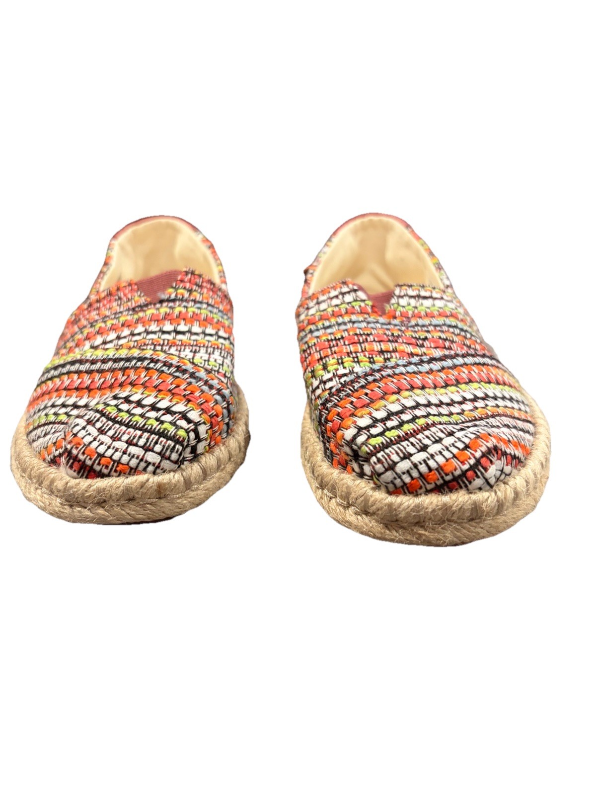 TOMS Women’s Slip-On Flat Multicolor Woven Striped Closed Toe US 6.5