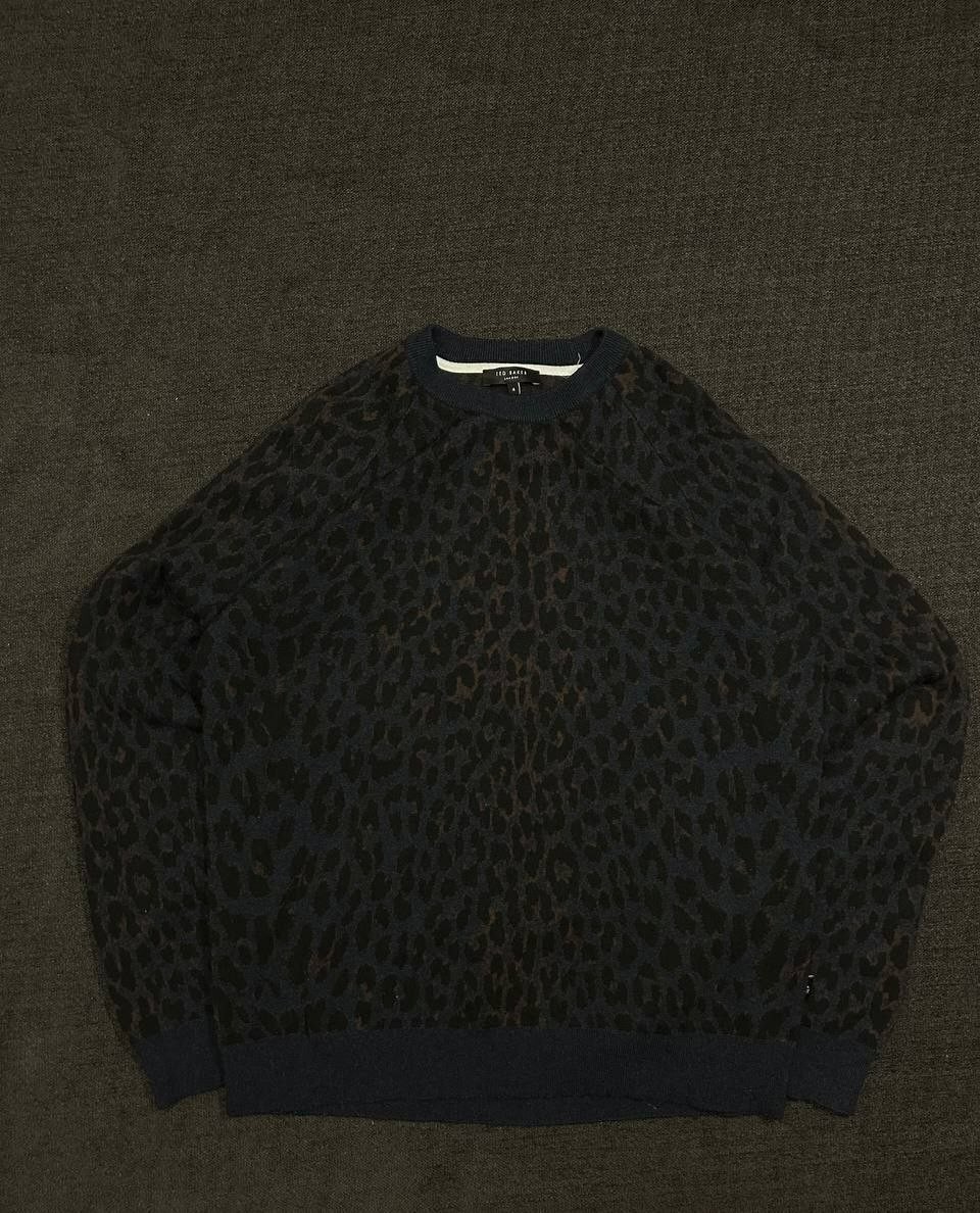 Ted Baker London Leopard Print Jacquard Crewneck Sweater Size L