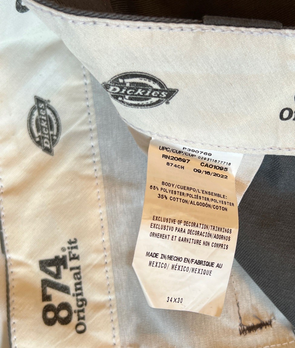 Dickies 874 Work Pants Mens 34×30 Gray Original Fit Chino Straight Leg Workwear