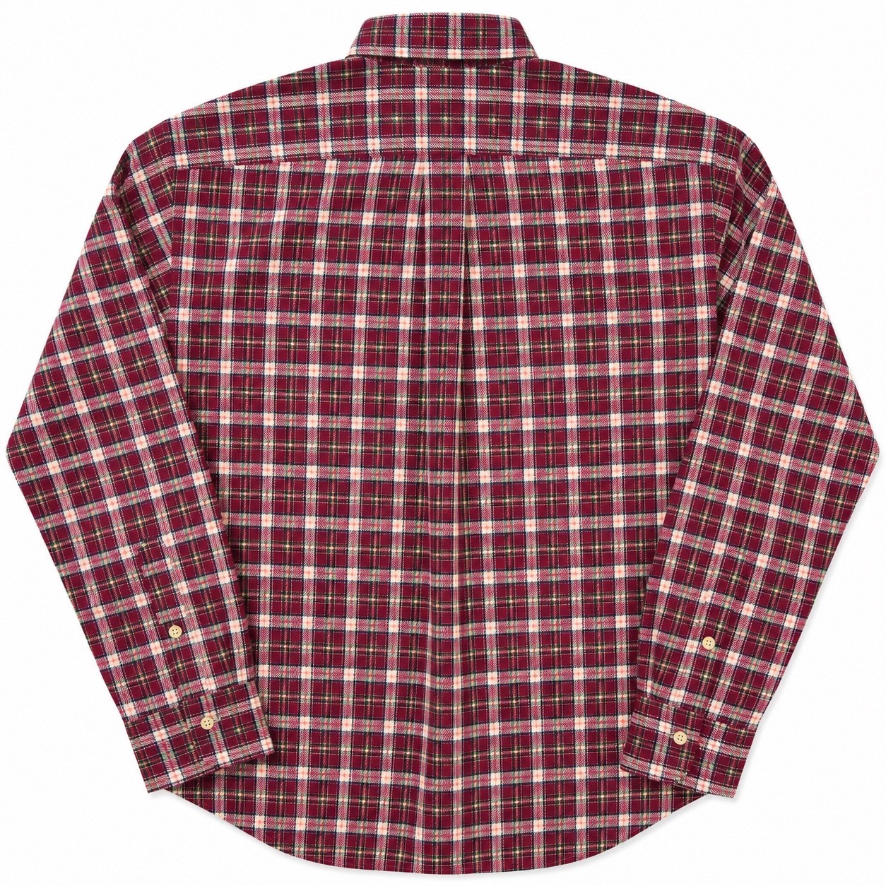Ralph Lauren Button Down Shirt Mens Small Maroon Green Plaid Cotton Custom Fit