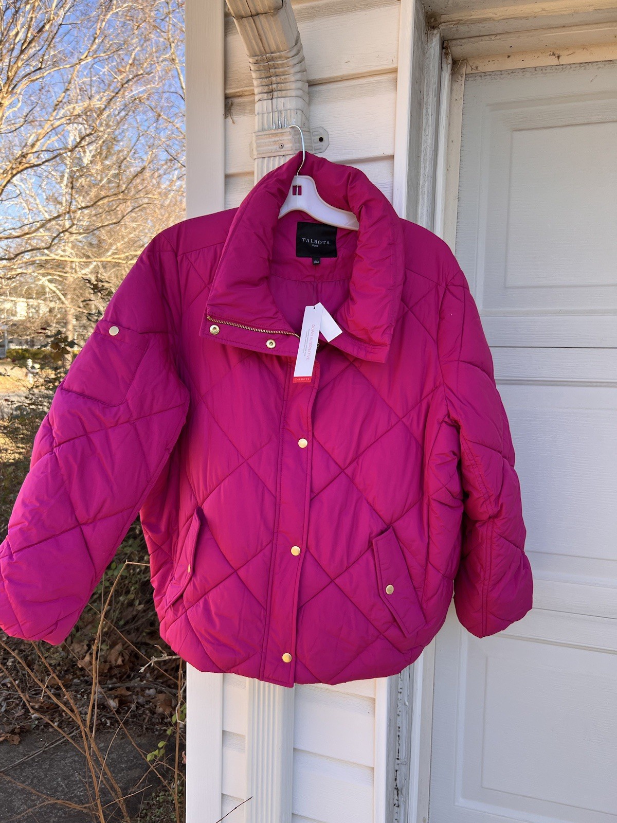 NWT Talbots Super Cozy Magenta Down Alternative Jacket With Pockets 2X